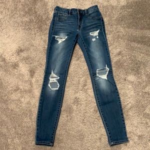 High rise skinny ripped jeans